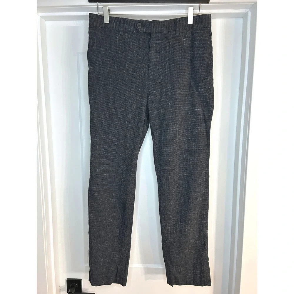 Banana Republic Mens Tessuti di Sondrio Charcoal Crosshatch Dress Pants 32x30